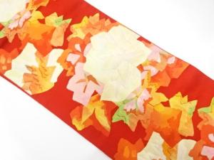 本場筑前博多　抽象花模様織り出し　名古屋帯